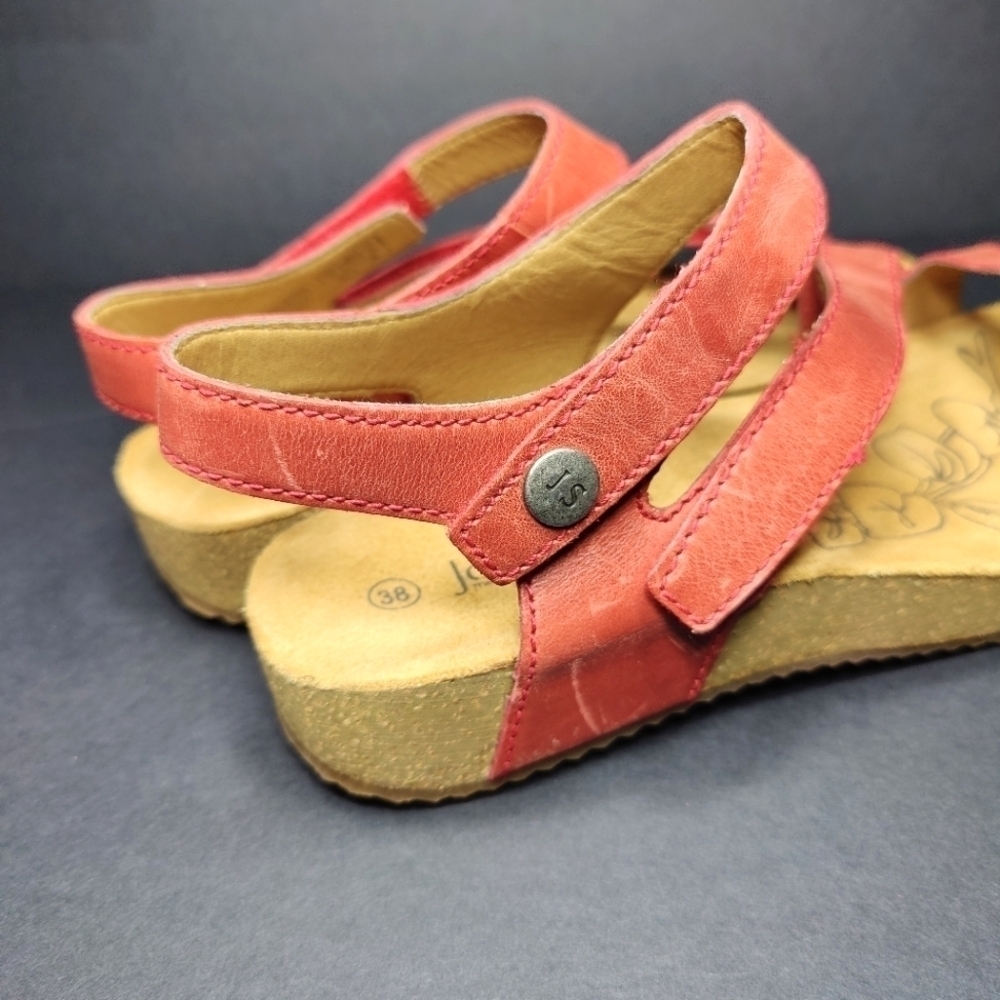Josef Seibel Women's Tonga 25 Fisherman Red Leather Strappy Sandal Size 7 - 7.5 - Picture 9 of 15